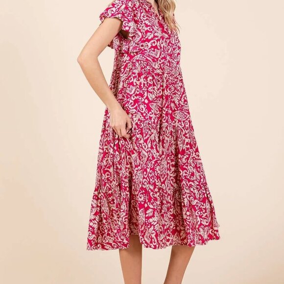 Mittoshop Abstract Print Ruffle Tier Midi Dress - Picture 5 of 5